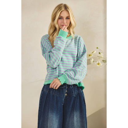 Cropped Striped French Terry Top