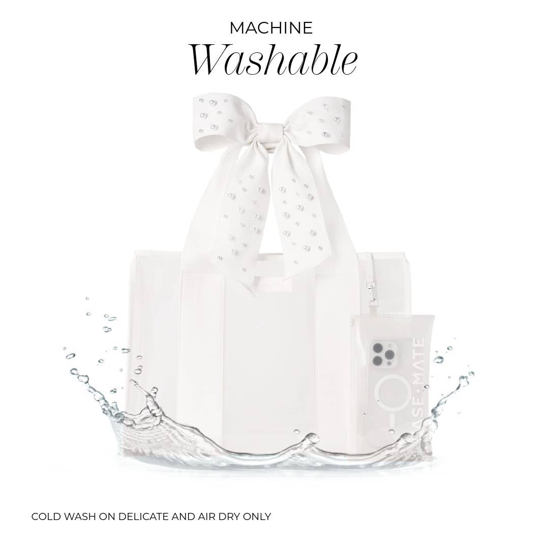 Case-Mate-Ivory Pearl Bow Jelly Tote Bag