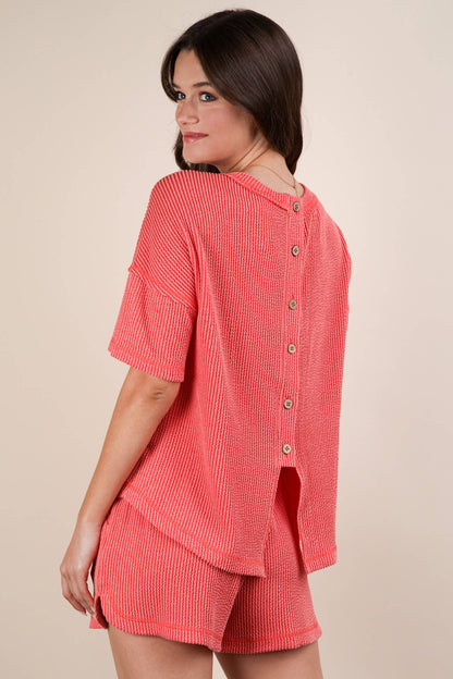 Oversized Two Tone Double Knit Top & Shorts