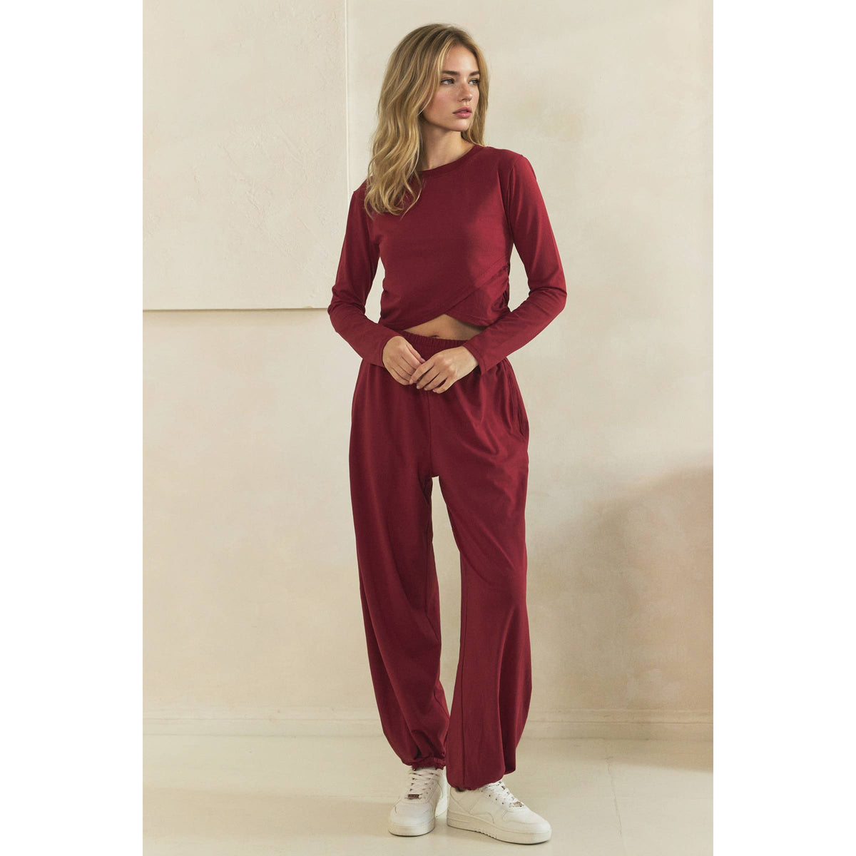 Cozy Twist Lounge Set: Burgundy