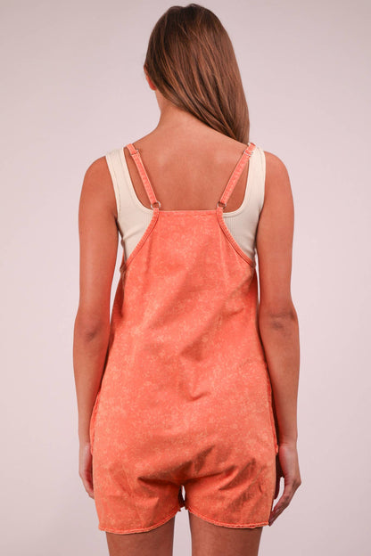Mineral Washed Sleeveless Casual Knit Romper