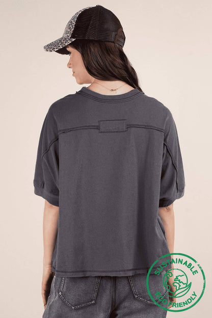 ECO Oversized Crop Comfy Knit Top: CHARCOAL