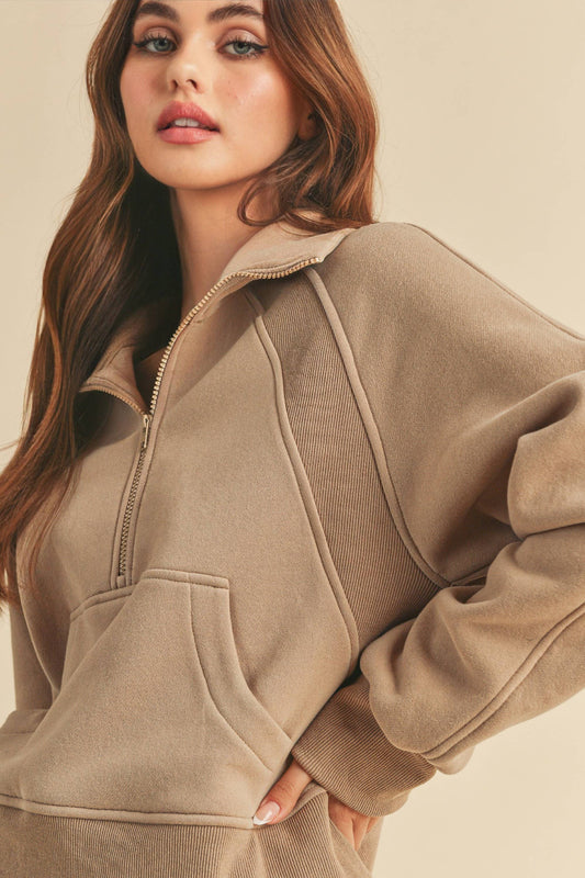 Dove Funnel Neck Half Zip Pullover