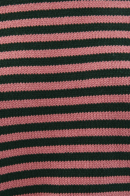 CREW NECK STRIPE SWEATER & WIDE LEG PANTS: MAUVE-OLIVE