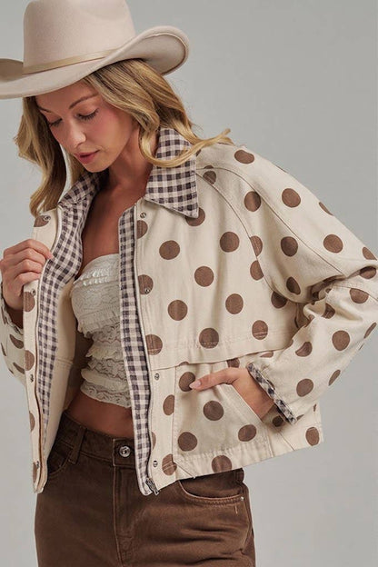 POLKA DOT OXFORD CANVAS JACKET