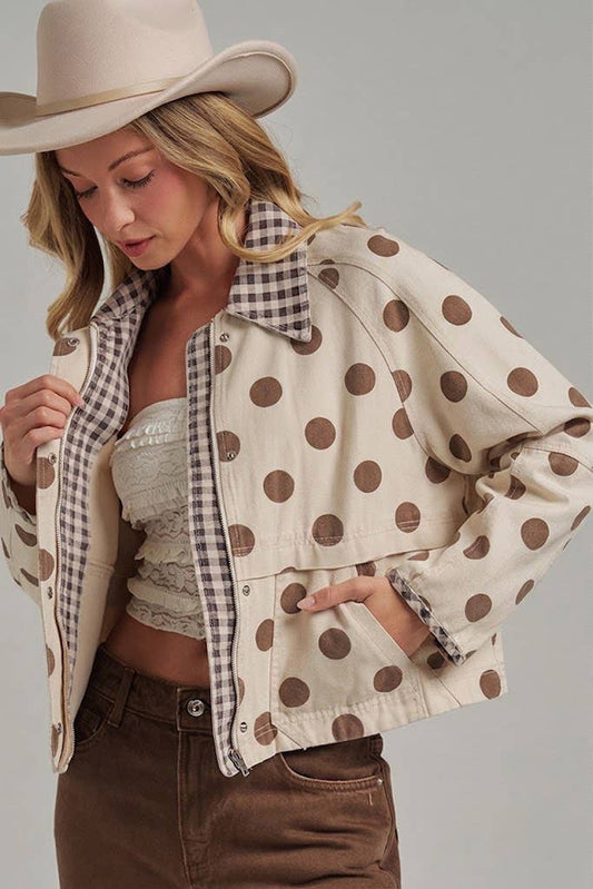 POLKA DOT OXFORD CANVAS JACKET
