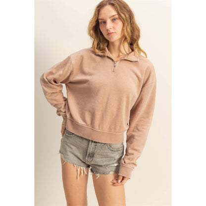 Pullover Half Zip Up Terry Sweatshirt