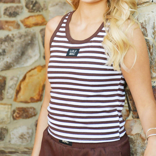 LULU MAC STRIPE Tank-BROWN