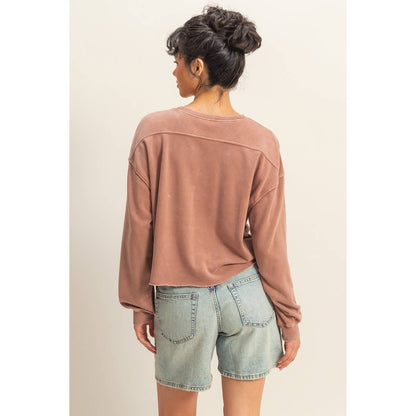 Oversized Cropped Sweatshirt With Raw Hem