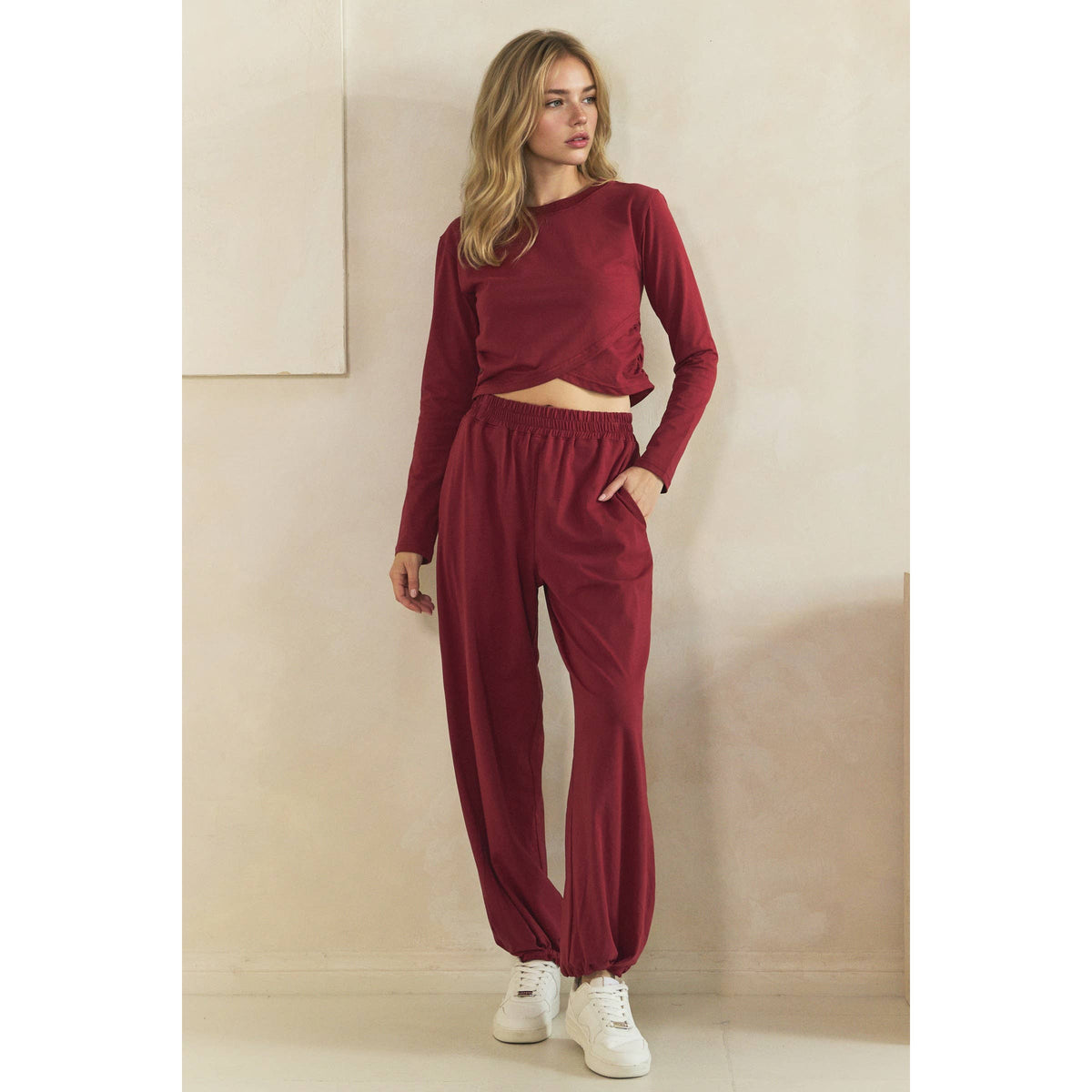 Cozy Twist Lounge Set: Burgundy