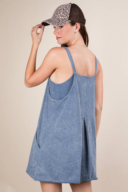 Mineral Washed Knit Mini Dress with Shorts Inside