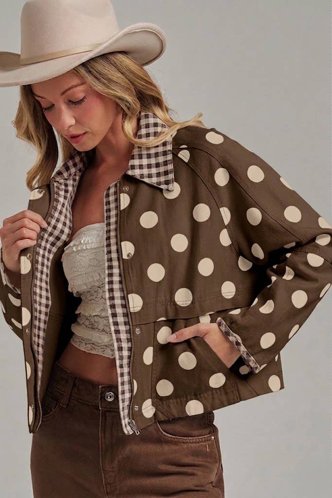POLKA DOT OXFORD CANVAS JACKET
