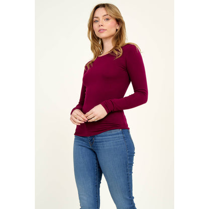 Popular 21 - Crew Neck Long Sleeve Cotton Span Knit Tee: Charcoal / S-M-L(2-2-2)