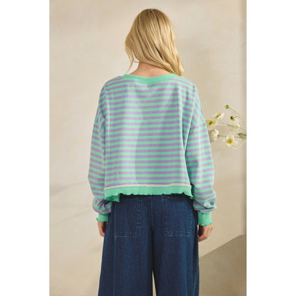 Cropped Striped French Terry Top