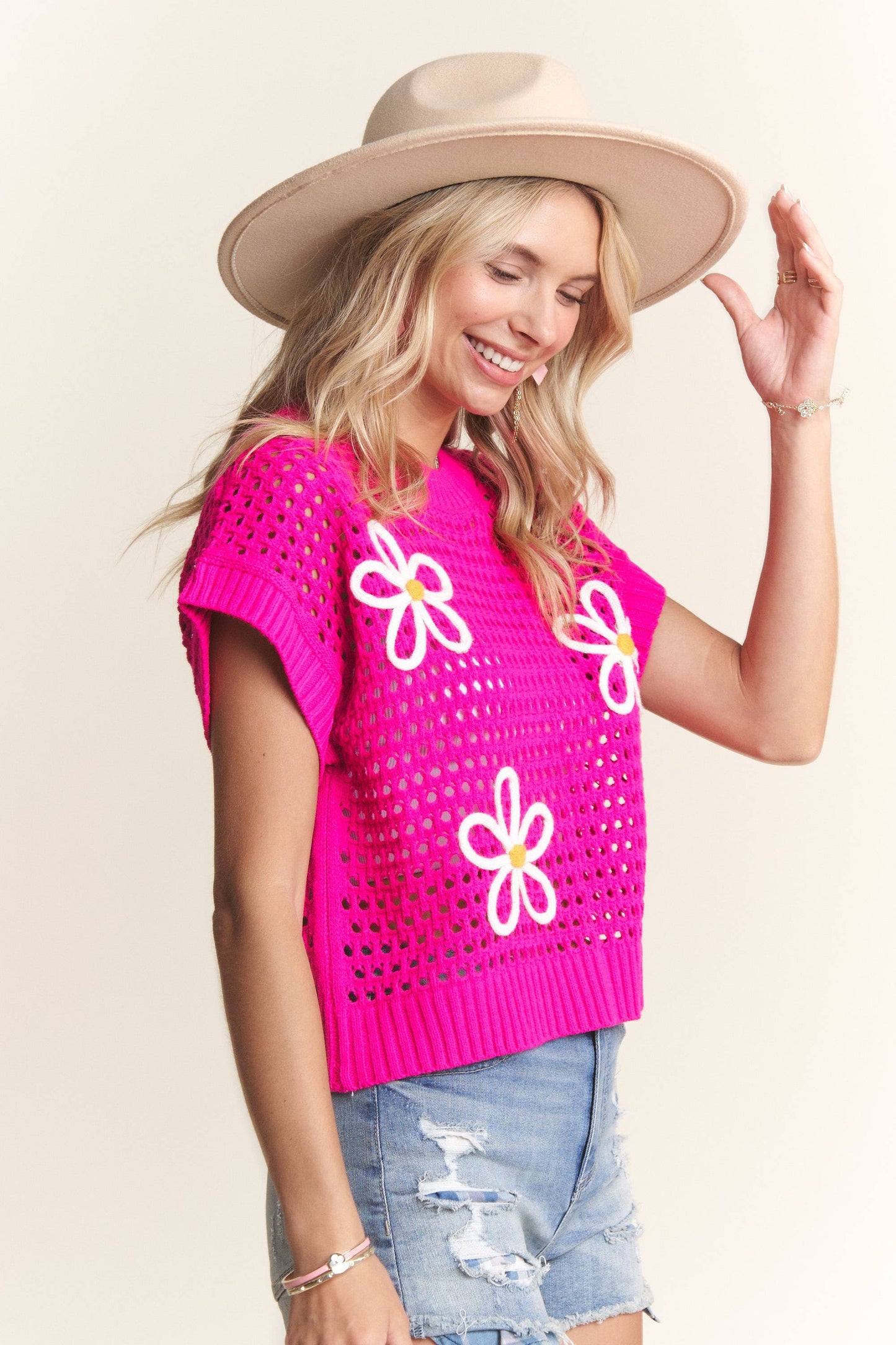 DROP SHOULDER TOP: FUCHSIA
