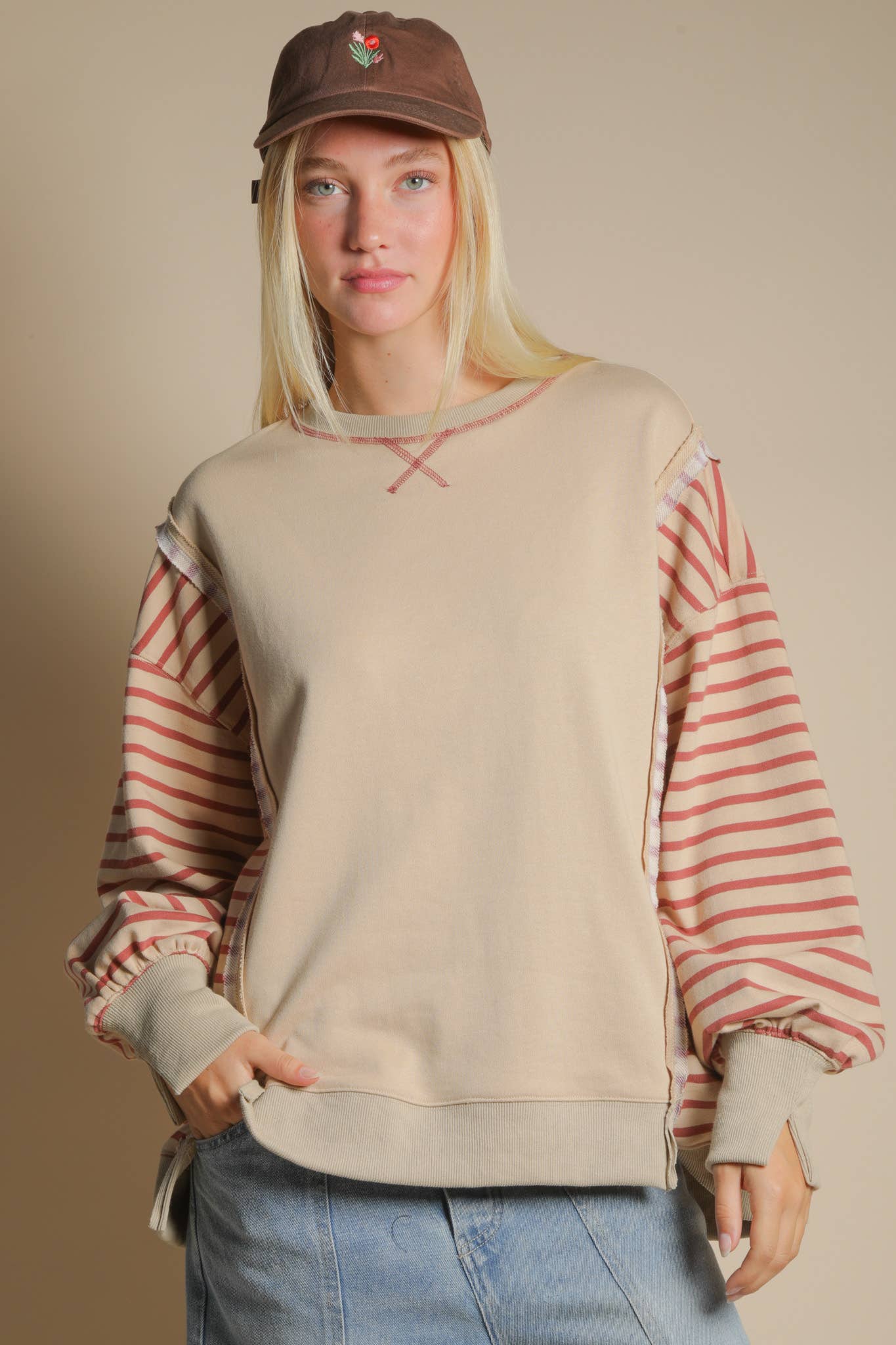 Oversized Striped Casual Knit Top