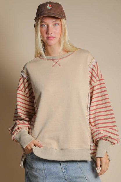 Oversized Striped Casual Knit Top