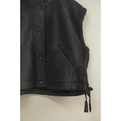 Cozy Sherpa Vest Jacket with Tie-Up Side Details