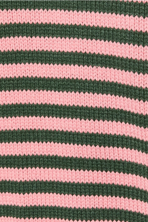 Striped Knit Sweater and Wide Leg Pant Set: PINK/GREEN