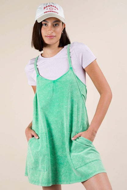 Mineral Washed Knit Mini Dress with Shorts Inside