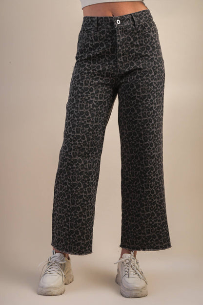 Leopard Printed Marine Straight Pants