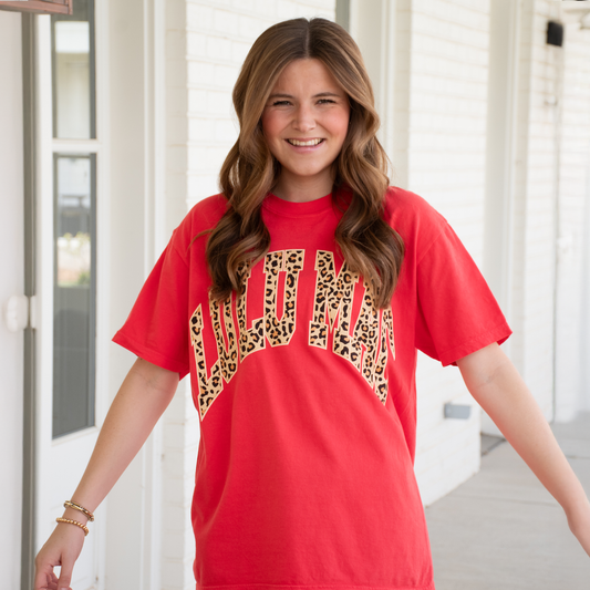 LuLu Mac Leopard Adult Paprika Comfort Colors Tee: Paprika