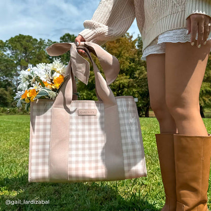 Case Mate-Latte Gingham Bow Jelly Tote Bag