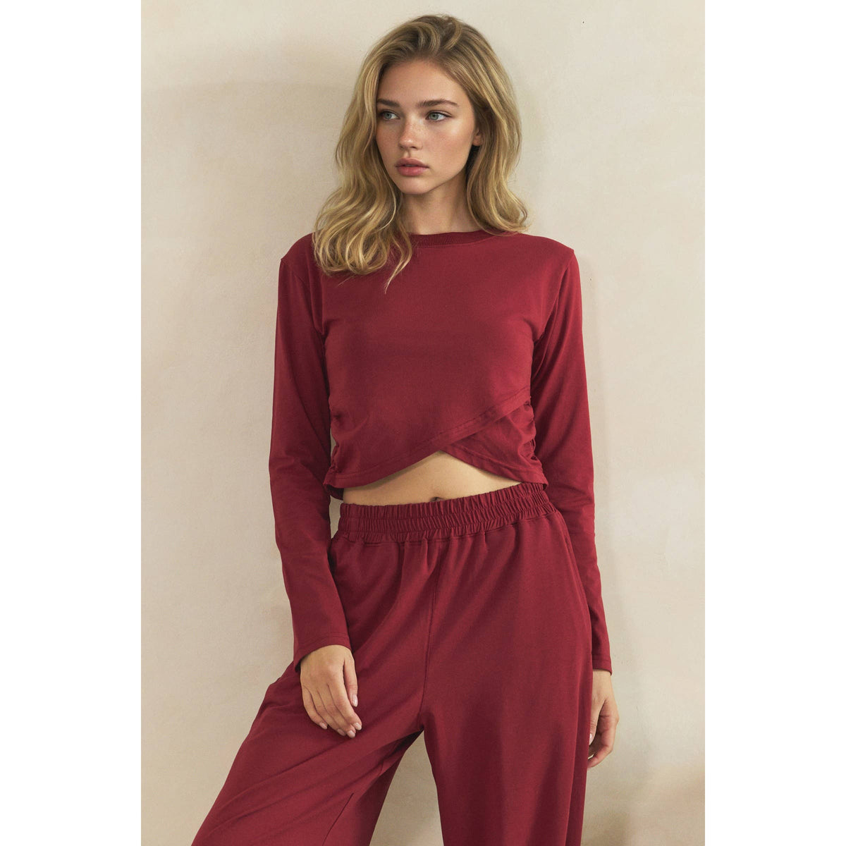 Cozy Twist Lounge Set: Burgundy