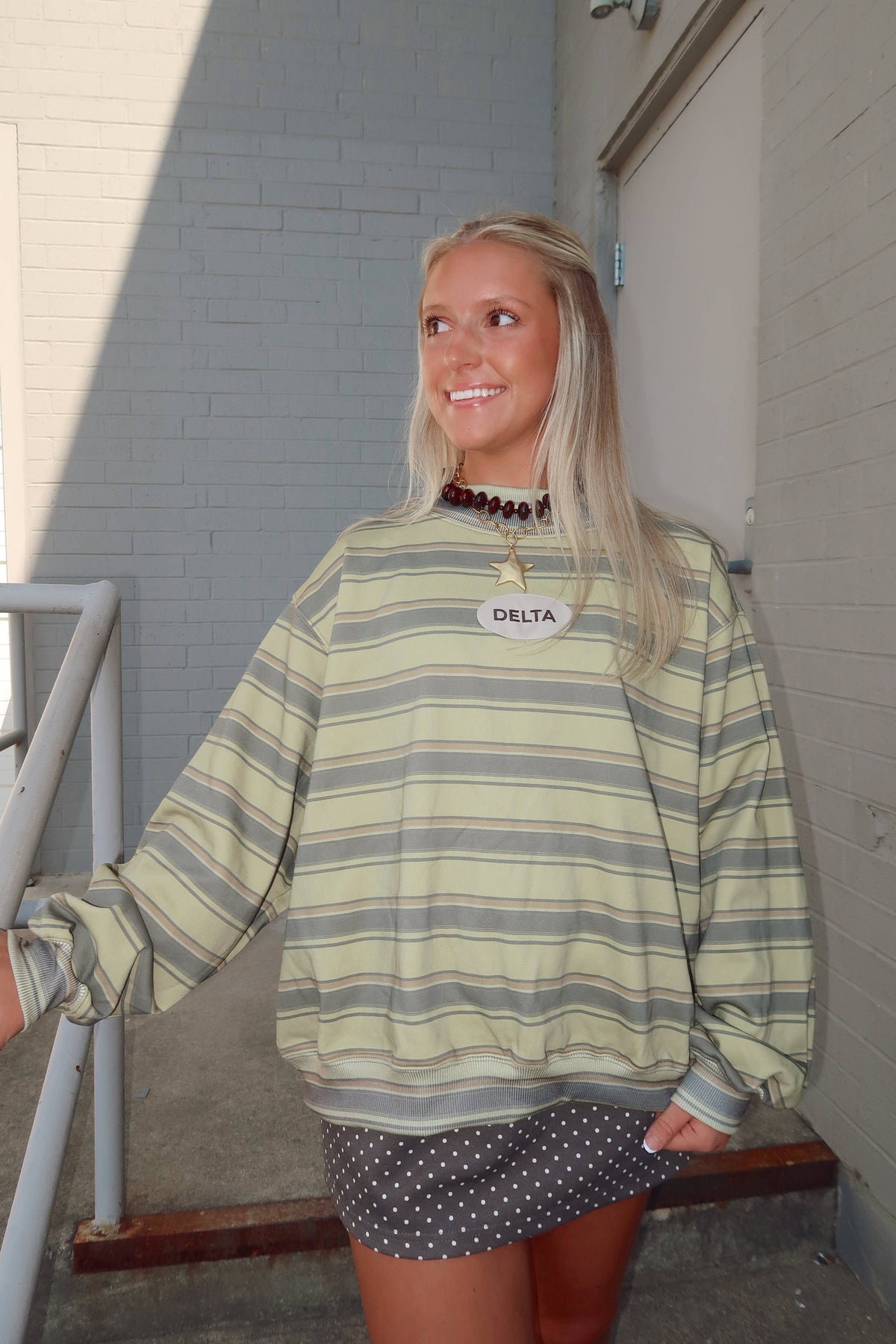 Delta Green Stripe Mockneck Sweatshirt