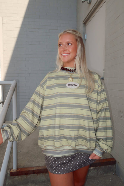 Delta Green Stripe Mockneck Sweatshirt