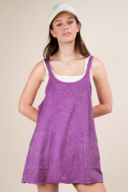 Mineral Washed Knit Mini Dress with Shorts Inside