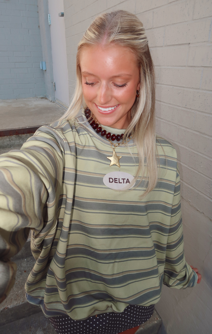 Delta Green Stripe Mockneck Sweatshirt