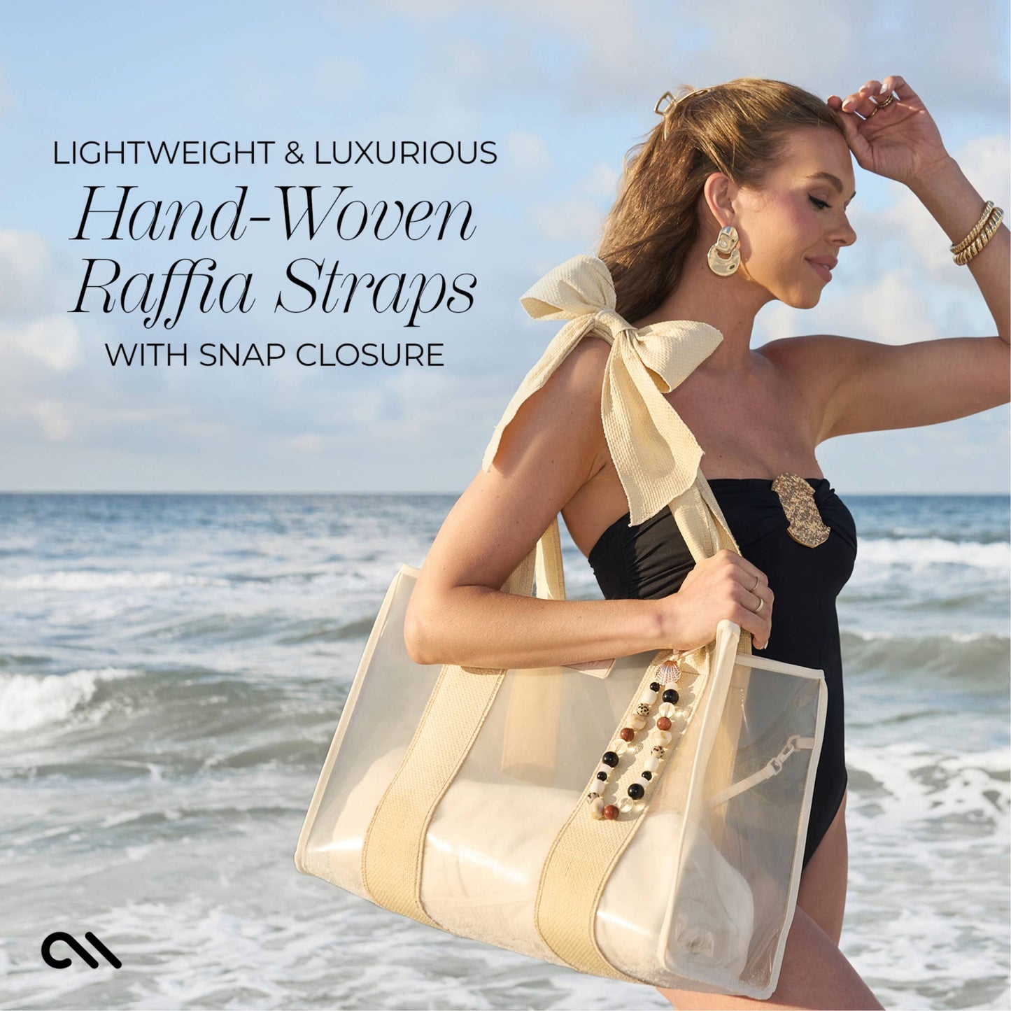 Case-Mate- Ecru Raffia Bow Jelly Tote Bag