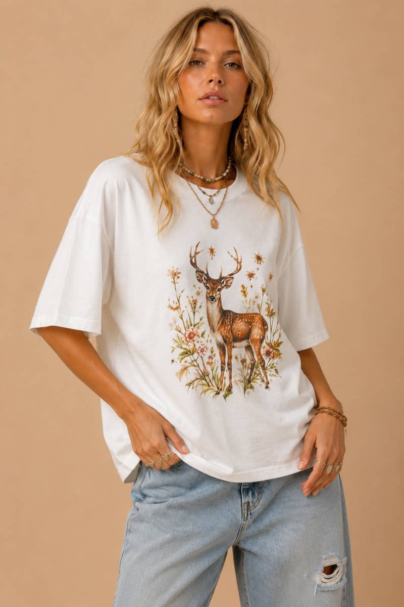 Botanical Deer Graphic Tee