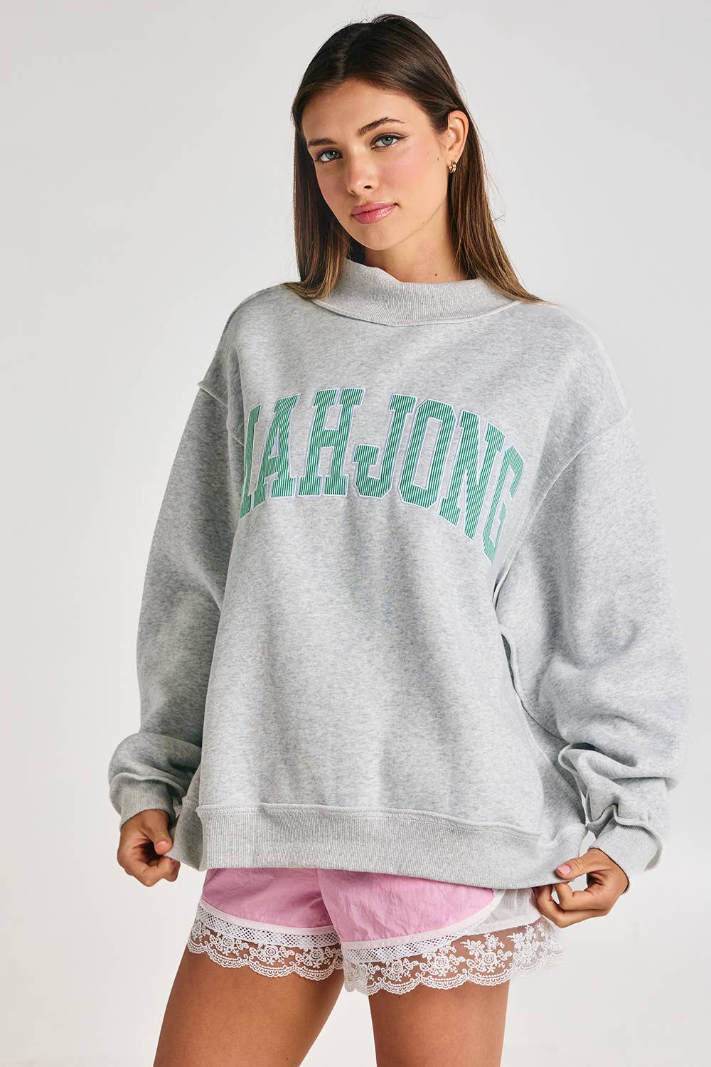 Mahjong Embroidery Sweatshirt: Kelly Green