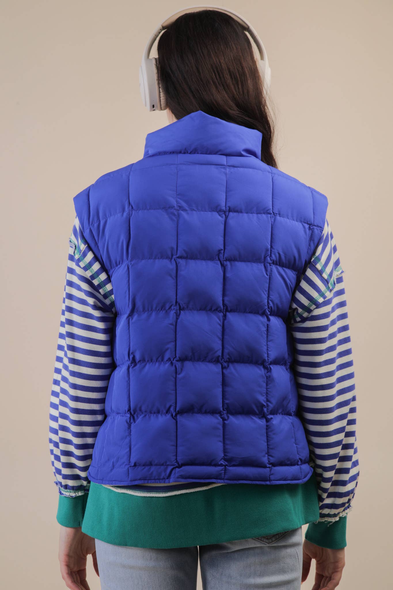 Puffer Padded Warm Vest: ROYAL BLUE