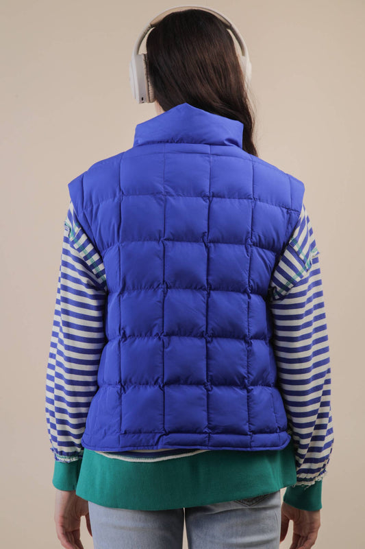 Puffer Padded Warm Vest: ROYAL BLUE