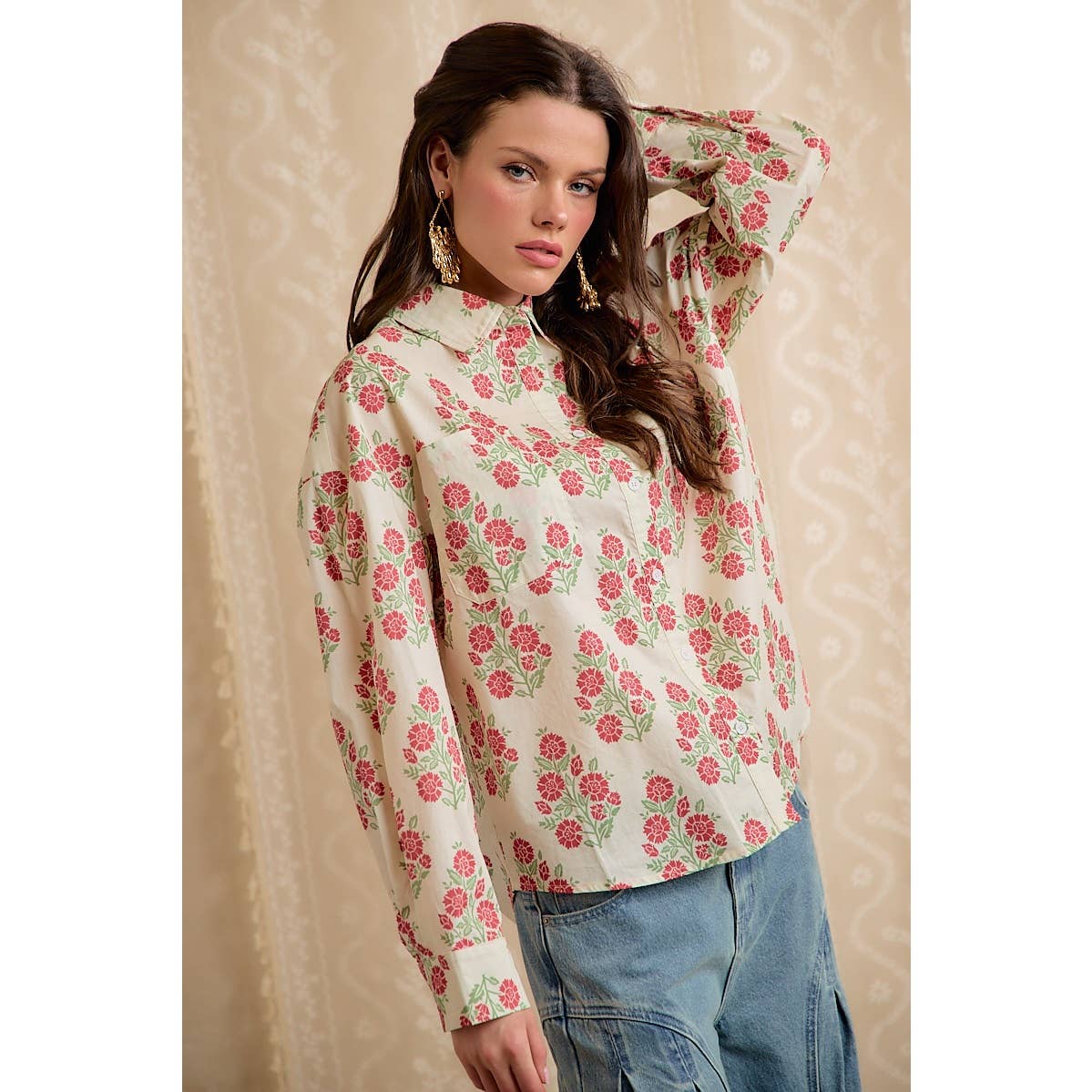 FLORAL PRINTED BUTTON DOWN