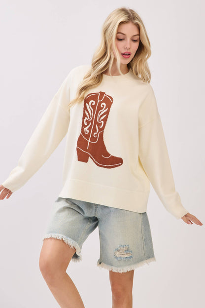 Cowboy Boot Knit Sweater