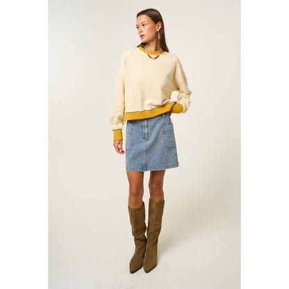 Striped Sweatshirt with Back Cross Detail