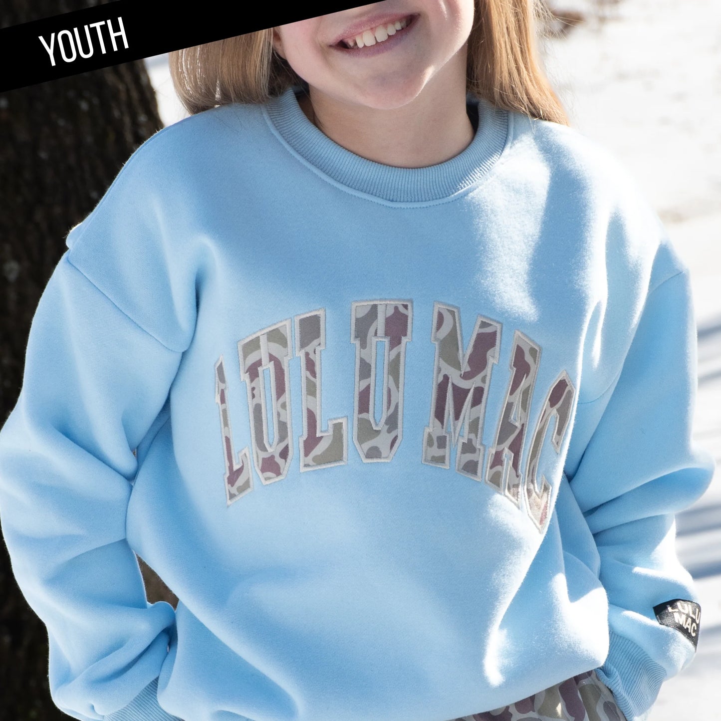 Lulu Mac YOUTH Sweatshirt-Blue Camoflauge