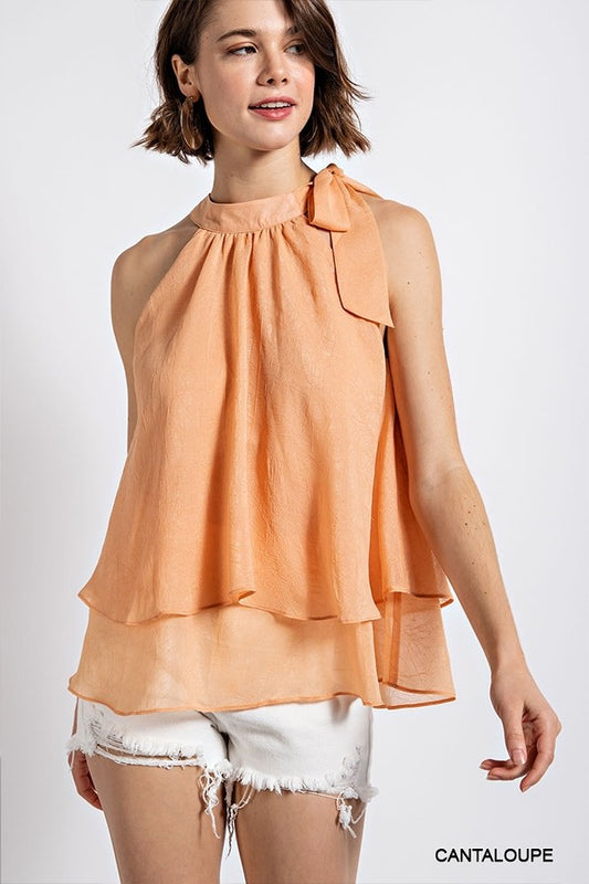 Cantalope Flowy Tiered Halter
