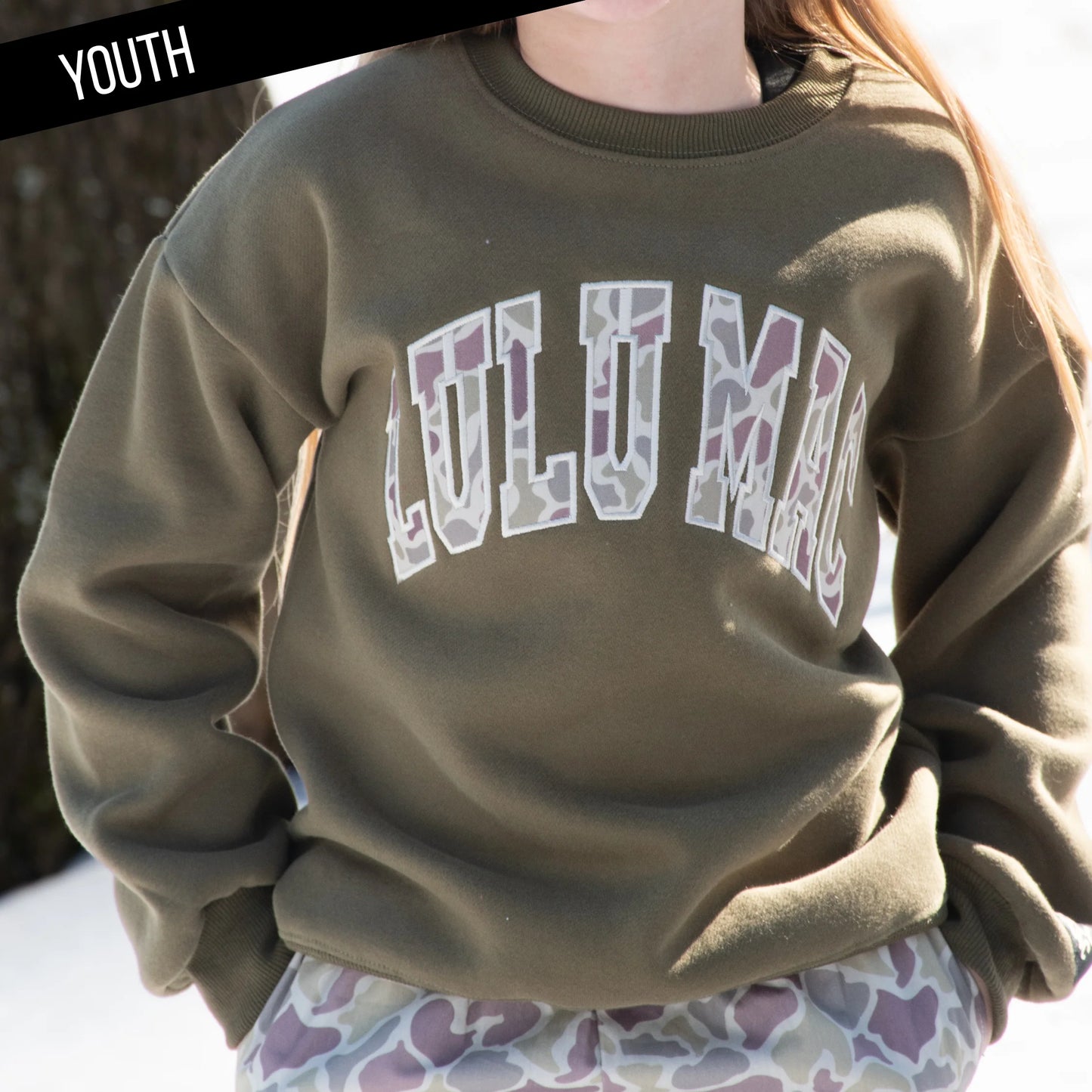 Lulu Mac YOUTH Sweatshirt-Green Camoflauge
