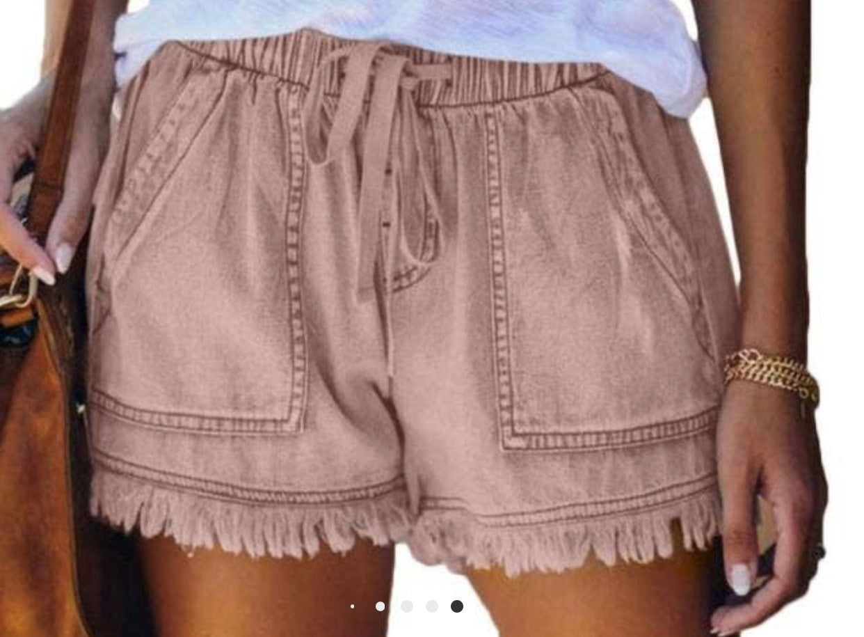 High Waisted Shorts Jeans-Pink