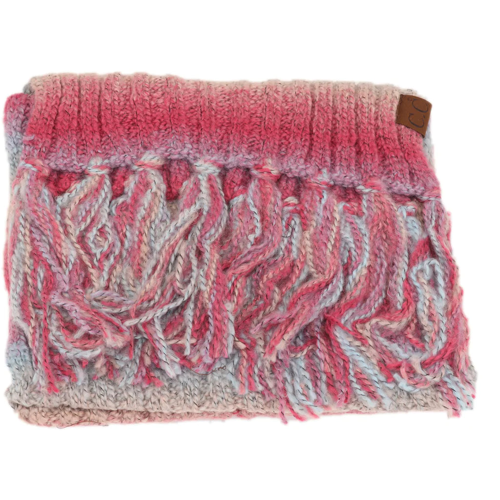 Ombre Knit Scarf with Fringe
