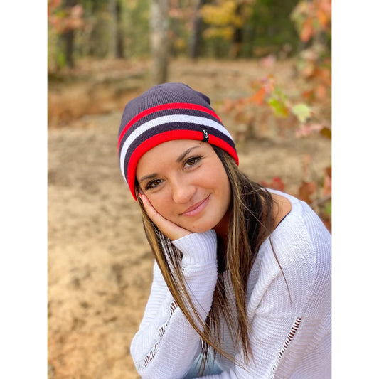 Unisex Solid Striped Reversible CC Beanie