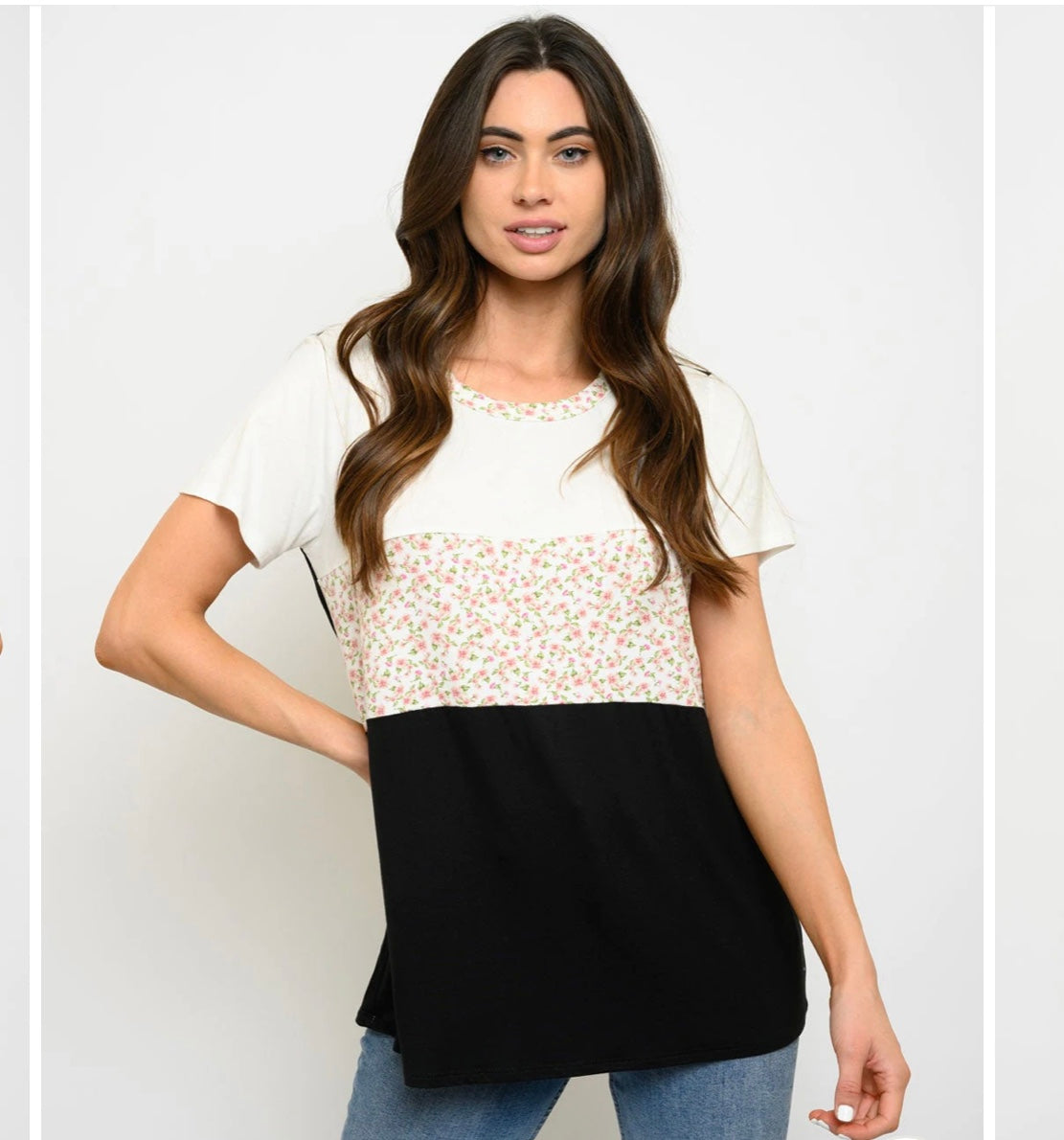 Floral Colorblock Tee