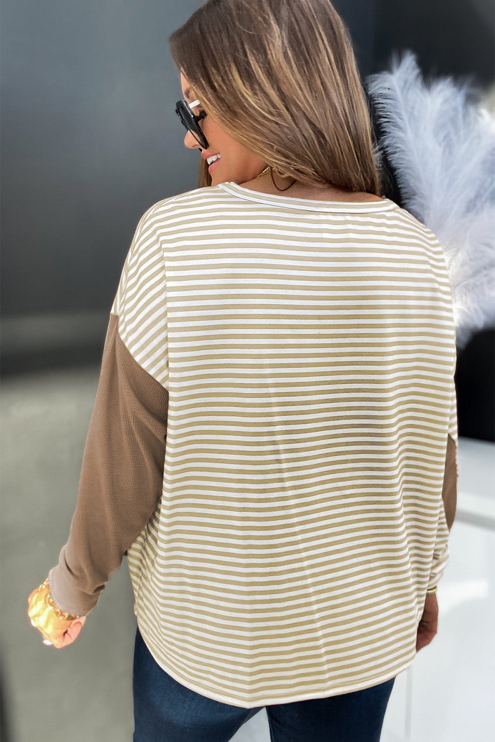 Striped Patchwork Long Sleeve Top