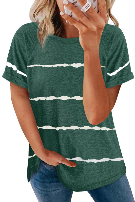 Green Stripe Loose T-Shirt