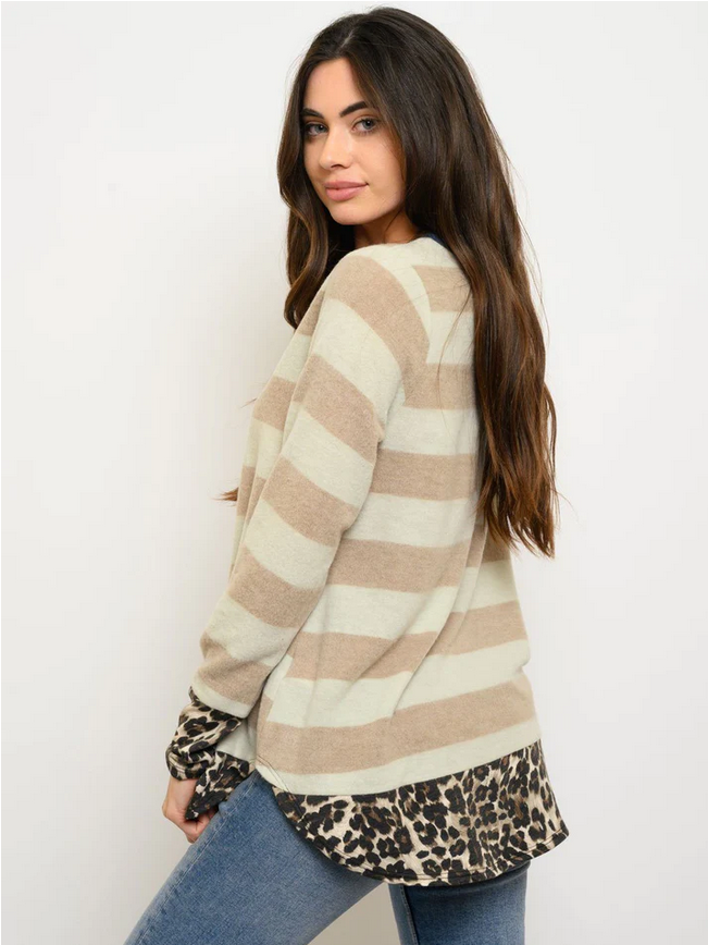 WOMEN'S LONG SLEEVE CONTRAST TOP